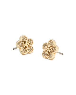 Kira Pav&eacute; Flower Stud Earrings