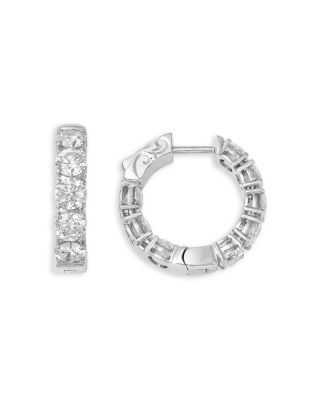 Luxe Collection Certified Lab Grown Diamond Inside Out Hoop Earrings in 14K White Gold, 6.0 tcw