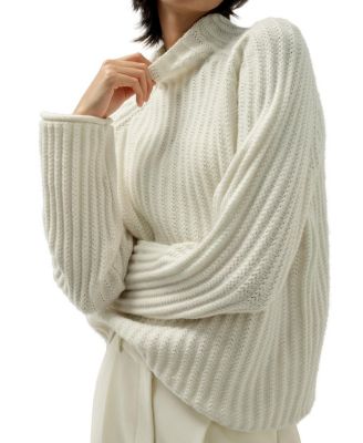  Pointelle Mock Neck Sweater