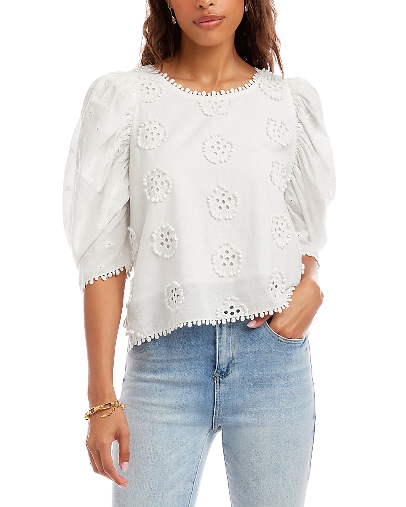 Karen Kane Puff Sleeve Embroidered Top