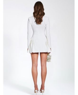  Delia Long Sleeve Blazer Dress with Pleated Detail