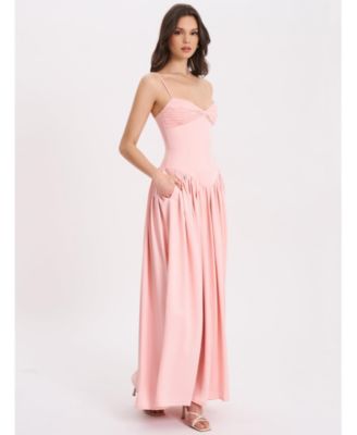  Najwa Ruched Breast Drop Waist Maxi Dress