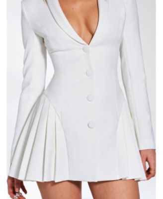  Delia Long Sleeve Blazer Dress with Pleated Detail