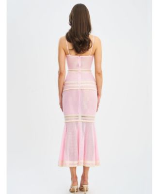  Pallas Bodycon Crochet Lace Trim Mermaid Maxi Dress