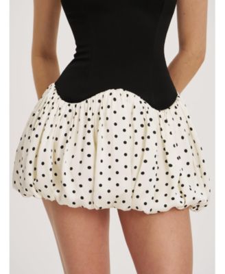Dahliana Polka Dot Bubble Hem Corset Mini Dress