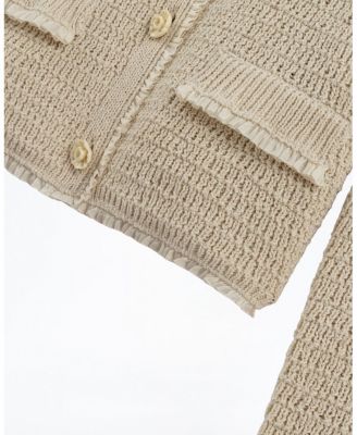  Textured Boucle Button Cardigan