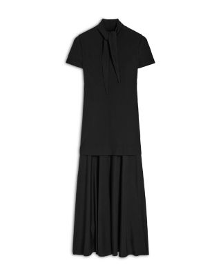 Tie Neck Drop Waist Dress
