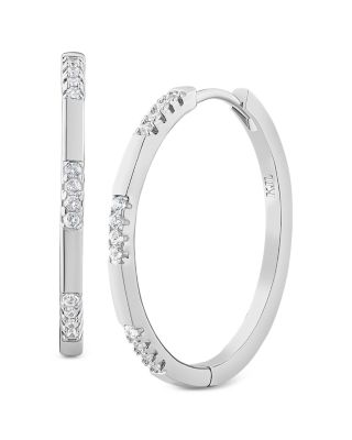 Pav&eacute; Station Oval Hoop Earrings