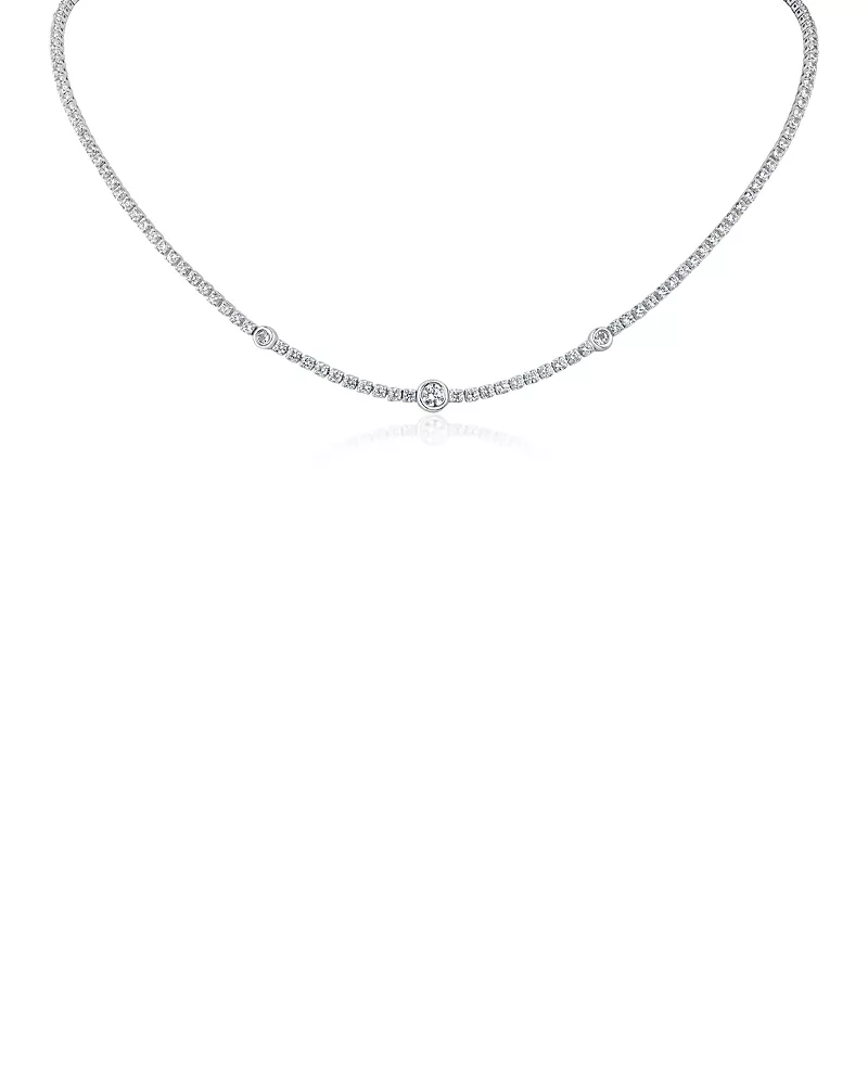 Kenneth Jay Lane Cubic Zirconia Station Tennis Necklace, 16