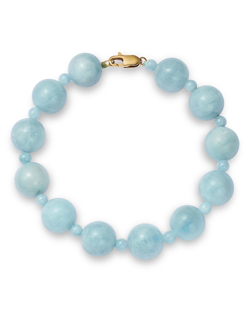 Bloomingdale's Fine Collection Milky Aquamarine Beaded Bracelet in 14K Yellow Gold
