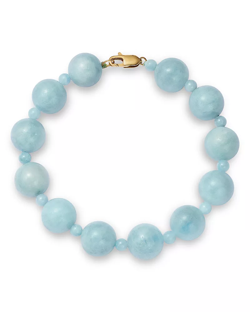 Bloomingdale's Fine Collection Milky Aquamarine Beaded Bracelet in 14K Yellow Gold