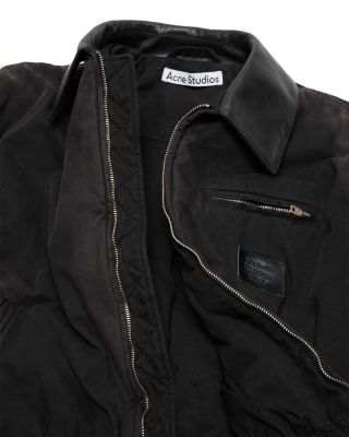 Leather Collar Bomber Jacket