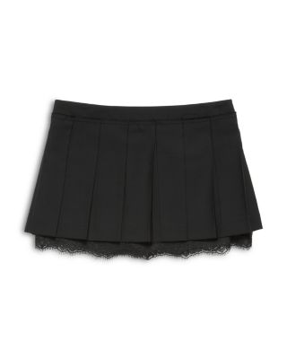 Lace Hem Pleated Mini Skirt