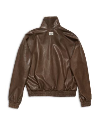 Leather Funnel Neck Jacket