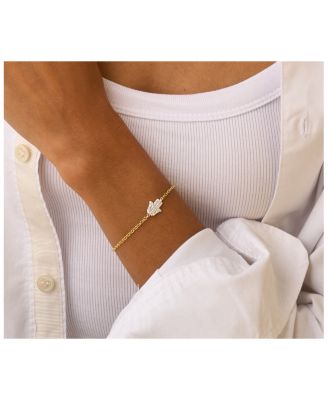 14K Yellow Gold Diamond Infinity Hamsa Chain Bracelet, 0.22 tcw