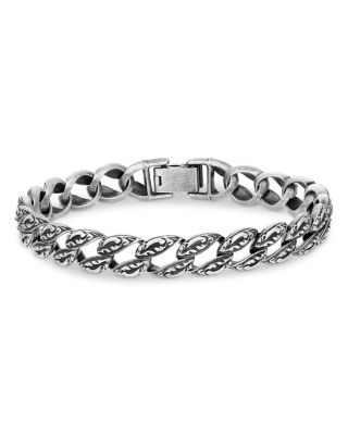Men's Sterling Silver Gothic Textured Curb Link Bracelet