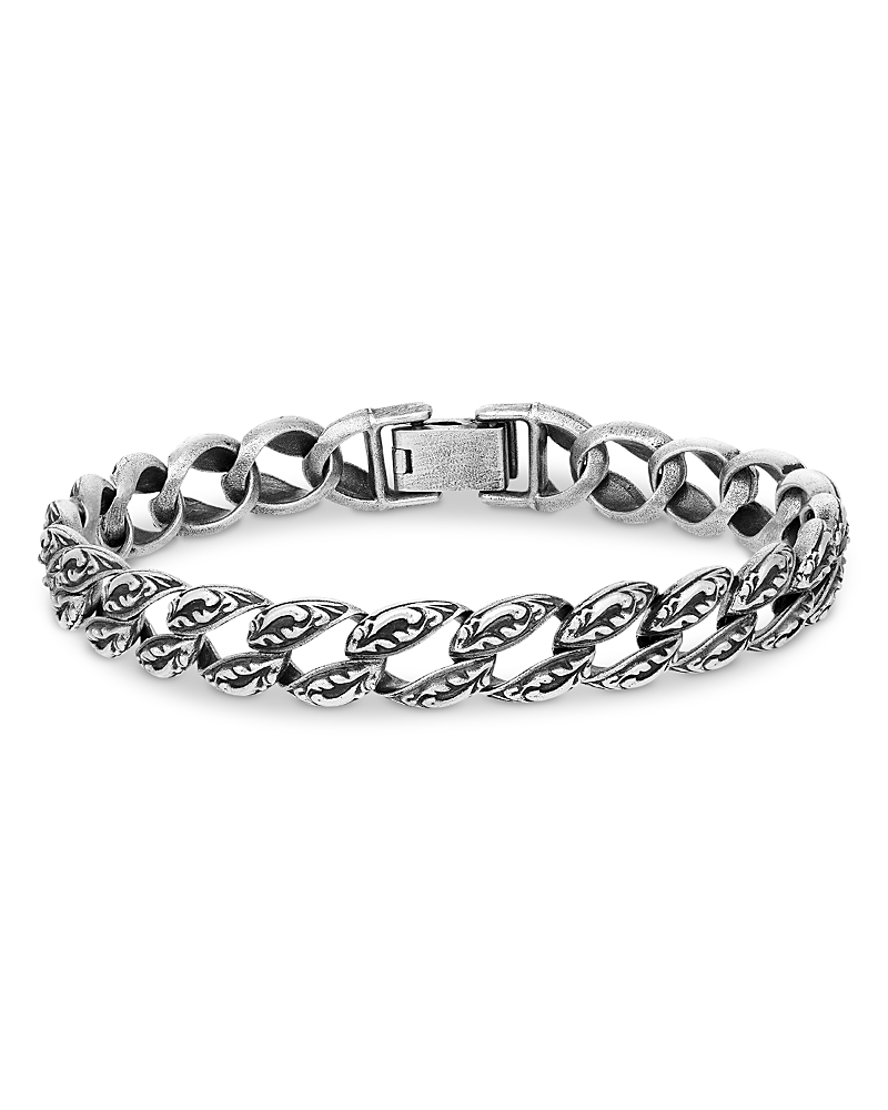 John Varvatos Men's Sterling Silver Gothic Textured Curb Link Bracelet