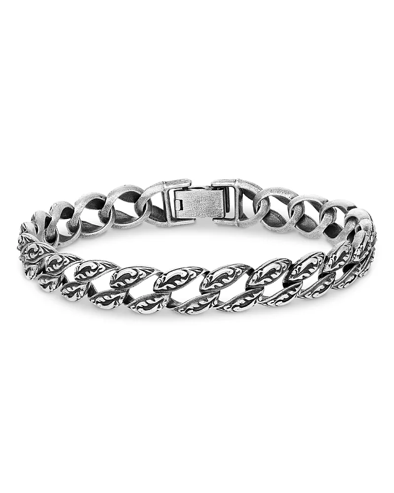 John Varvatos Men's Sterling Silver Gothic Textured Curb Link Bracelet