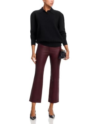 The Leather Reboot High Rise Ankle Bootcut Jeans in Oxblood