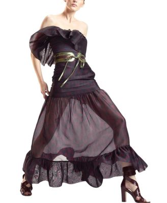  Organza Mesh Flounce Tube Top