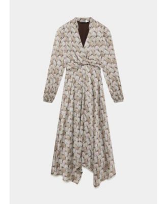  Women's Geo Long Sleeve Print Midi Dress