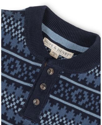 Boys&#39; Organic Long Sleeve Henley Pullover Sweater with Elbow Patches - Little Kid, Big Kid