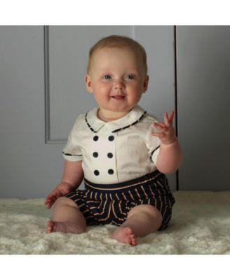  Boys' Navy Stripe Romper - Baby