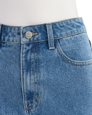 High Rise Straight Jeans in Mid Blue Wash