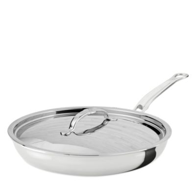 ProBond Luxe 11" Polished Professional Clad Stainless Steel Skillet with Lid