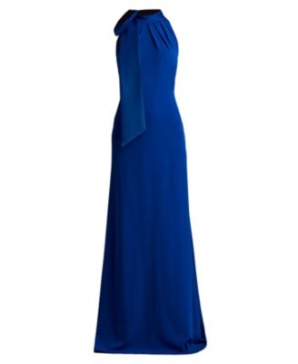 Sims Taffeta Shoulder Bow Halter Gown