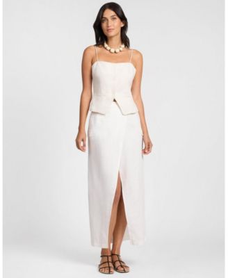  Linen Utility Wrap Maxi Skirt