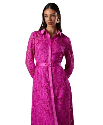 Lace Long Sleeve Shirt Dress