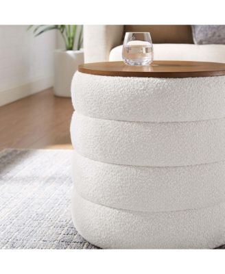Mezzo Round Boucle Fabric Storage Ottoman