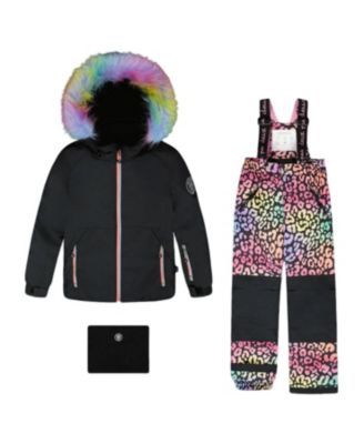 Girls' Two-Piece Rainbow Leopard Play Snowsuit - Big Kid