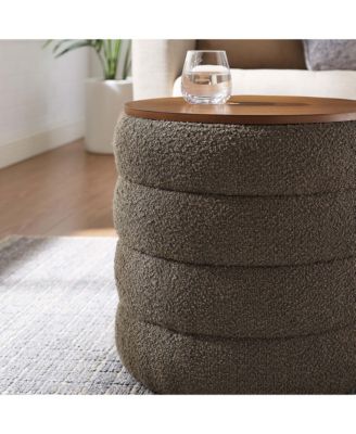 Mezzo Round Boucle Fabric Storage Ottoman