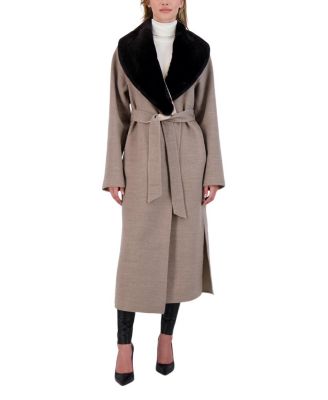  Detachable Shearling Lamb Collar Wool Coat