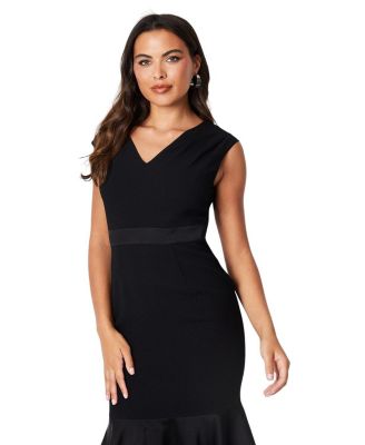 Satin Back Crepe Peplum Dress