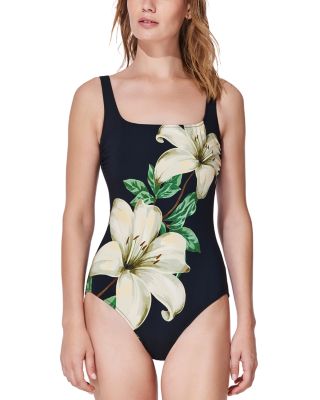 Yuri Flower Square Neck One Piece Swimsuit
