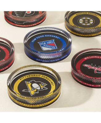 NHL Puck Shaped Glass Coaster, Set of 2