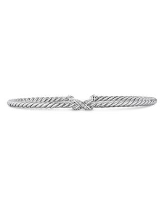 Micro Cable Flex&reg; Petite X Bracelet in Sterling Silver with Diamonds