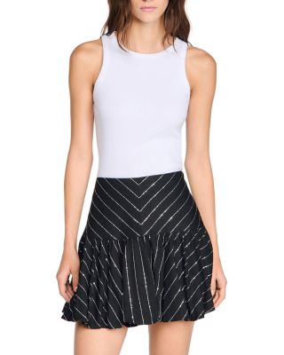 Stripe Sequin Mini Skirt