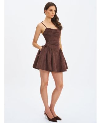 Raisa Suede Ruched Mini Dress