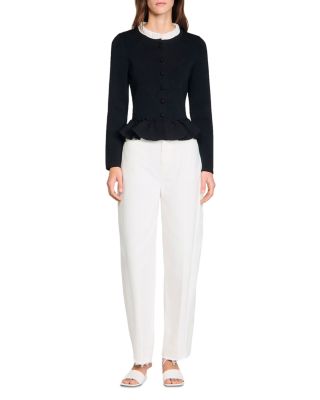 Removable Collar Peplum Cardigan