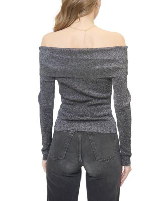  Women's Colette Ribbed Lurex Off The Shoulder Sweater