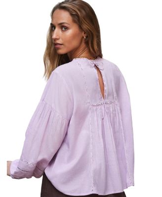 Lace Insert Long Sleeve Blouse