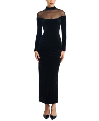  Blair Sheer Mock Neck Maxi Dress