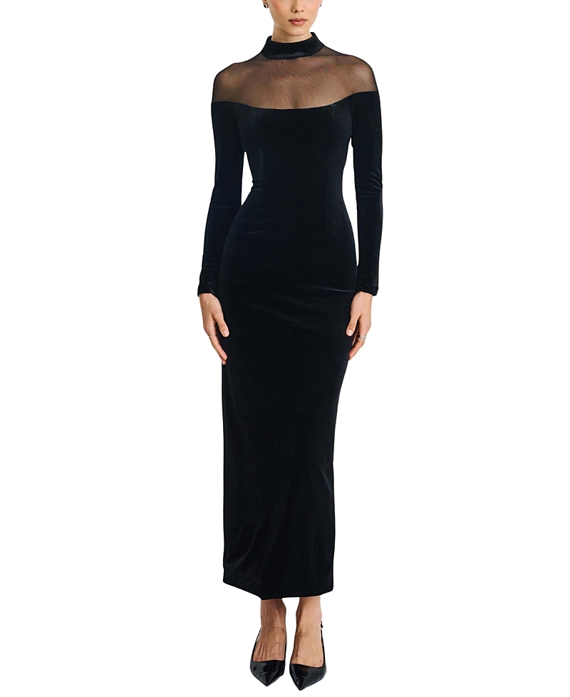 Miss Circle Blair Sheer Mock Neck Maxi Dress
