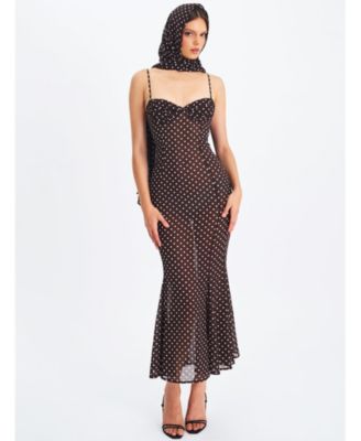 Yadira Polka Dot Sheer Chiffon Maxi Dress