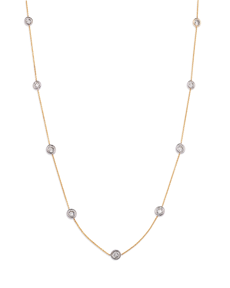 Bloomingdale's Fine Collection Luxe Collection Certified Lab Grown Diamond by the Yard Bezel Station Necklace in 14K White & Yellow Gold, 4.0 tcw