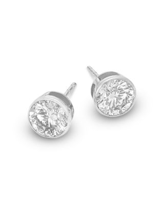 Luxe Collection Certified Lab Grown Diamond Bezel Stud Earrings in 14K Gold, 2.0 tcw
